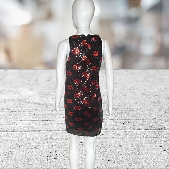 Aidan Mattox‎ Kiss Lips Valentines Sleeveless Sequin Mini Dress - Picture 5 of 7